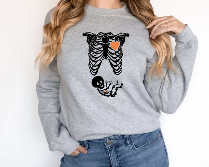 Spook Up Your Maternity Style With Skeleton Halloween Sweatshirt - Perfect For Pregnant Moms! 2