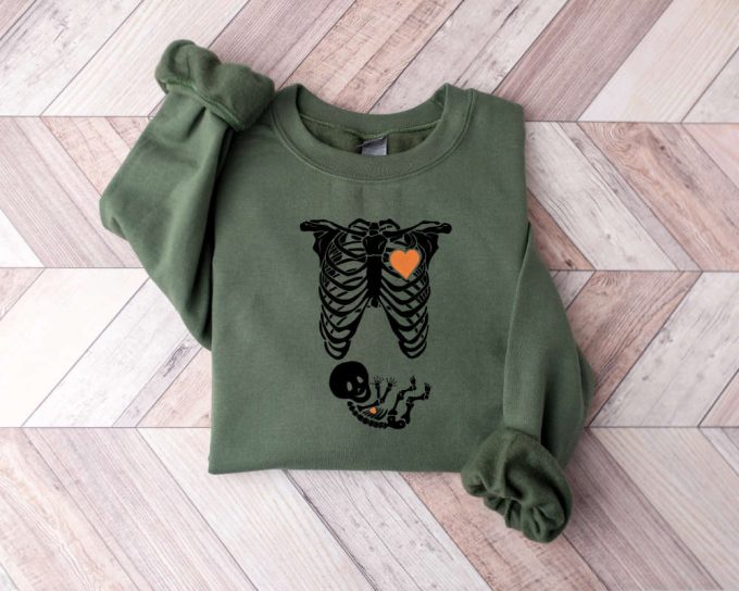 Spook Up Your Maternity Style With Skeleton Halloween Sweatshirt - Perfect For Pregnant Moms! 3