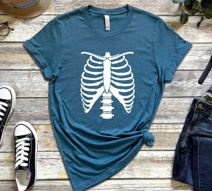 Skeleton Shirt Rib Cage Skeletons Happy Halloween T-Shirt, Halloween Shirt Tee, T-Shirt Oversized Tee Shirt Comfort Colors Tee 2