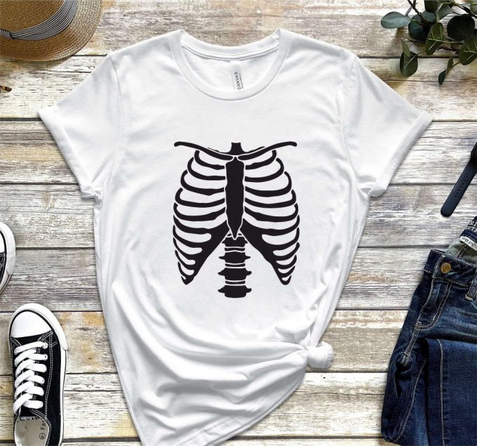 Skeleton Shirt Rib Cage Skeletons Happy Halloween T-Shirt, Halloween Shirt Tee, T-Shirt Oversized Tee Shirt Comfort Colors Tee 3