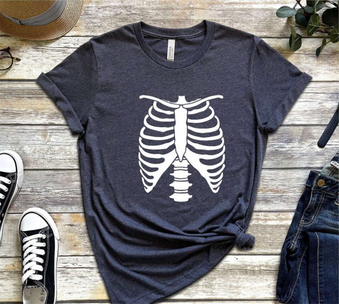 Skeleton Shirt Rib Cage Skeletons Happy Halloween T-Shirt, Halloween Shirt Tee, T-Shirt Oversized Tee Shirt Comfort Colors Tee 5