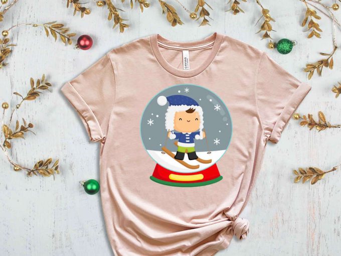 Skiing Snow Globe T-Shirt, Happy New Year, Christmas Gift, Funny Christmas Shirt, Snow Globe Shirt, Christmas Vibes, Xmas Apparel, Xmas Tees 4