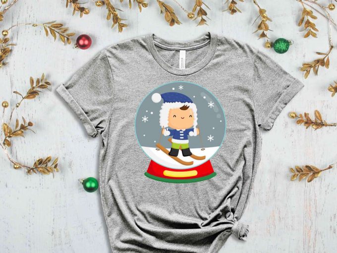 Skiing Snow Globe T-Shirt, Happy New Year, Christmas Gift, Funny Christmas Shirt, Snow Globe Shirt, Christmas Vibes, Xmas Apparel, Xmas Tees 3