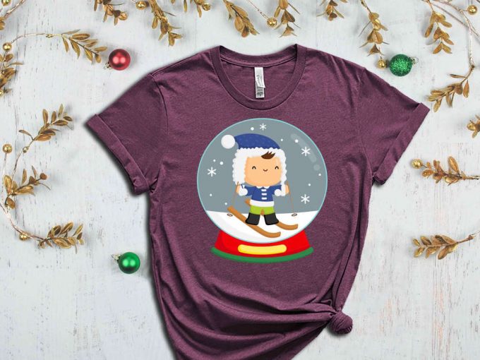 Skiing Snow Globe T-Shirt, Happy New Year, Christmas Gift, Funny Christmas Shirt, Snow Globe Shirt, Christmas Vibes, Xmas Apparel, Xmas Tees 5