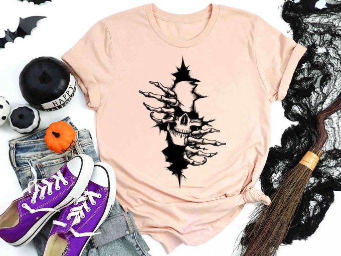Spooky Skull In The Wall Shirt - Halloween Skeleton Sweatshirt For Horror Lovers 3