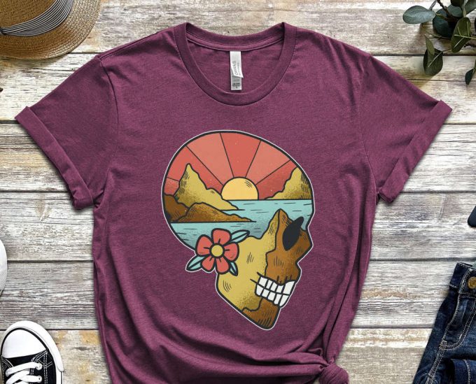 Skull Shirt, Skeleton Shirt, Illustration Shirt, Comfy Shirt, Pastel Colors, Soft Colors, Skull Design Shirt, Flower Shirt, Unisex Shirt 3