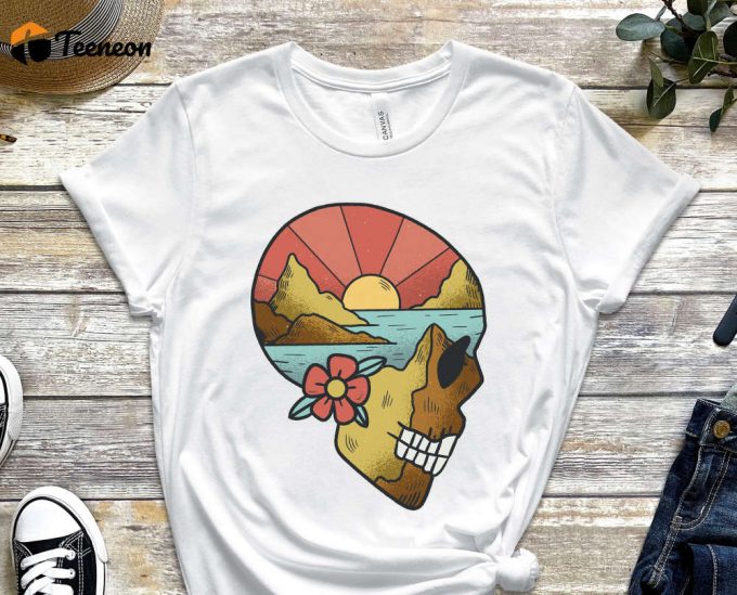 Skull Shirt, Skeleton Shirt, Illustration Shirt, Comfy Shirt, Pastel Colors, Soft Colors, Skull Design Shirt, Flower Shirt, Unisex Shirt 1