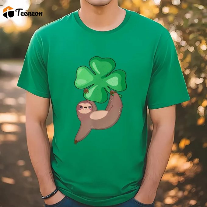 Sloth Hugging Shamrock: Irish St Patrick S Day Gift T-Shirt 1