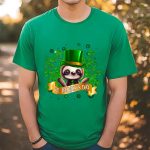 Lucky Sloth ST Patrick’s Day Black T-Shirt – Celebrate with Style!