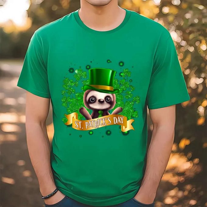 Lucky Sloth St Patrick’s Day Black T-Shirt – Celebrate With Style!