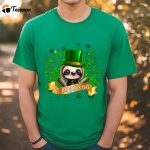 Lucky Sloth ST Patrick’s Day Black T-Shirt – Celebrate with Style!