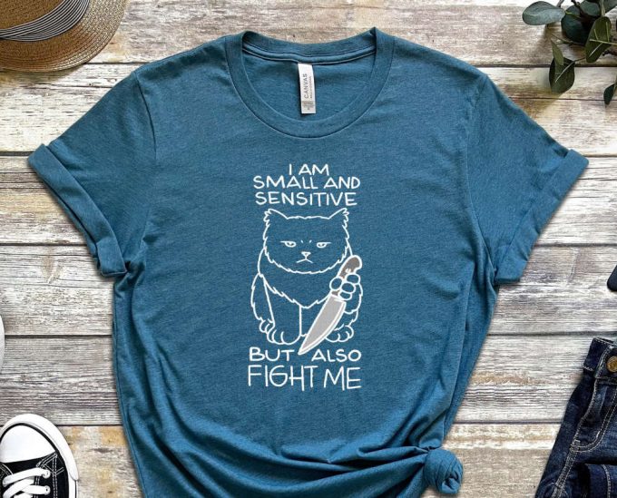 Small Kitty Shirt, Psychopath Shirt, Thrilling Shirt, Funny Cat Shirt, Fight Me Shirt, Sensitive Shirt, Spooky Kitty Tee, Gift For Friend 4