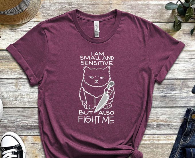 Small Kitty Shirt, Psychopath Shirt, Thrilling Shirt, Funny Cat Shirt, Fight Me Shirt, Sensitive Shirt, Spooky Kitty Tee, Gift For Friend 6