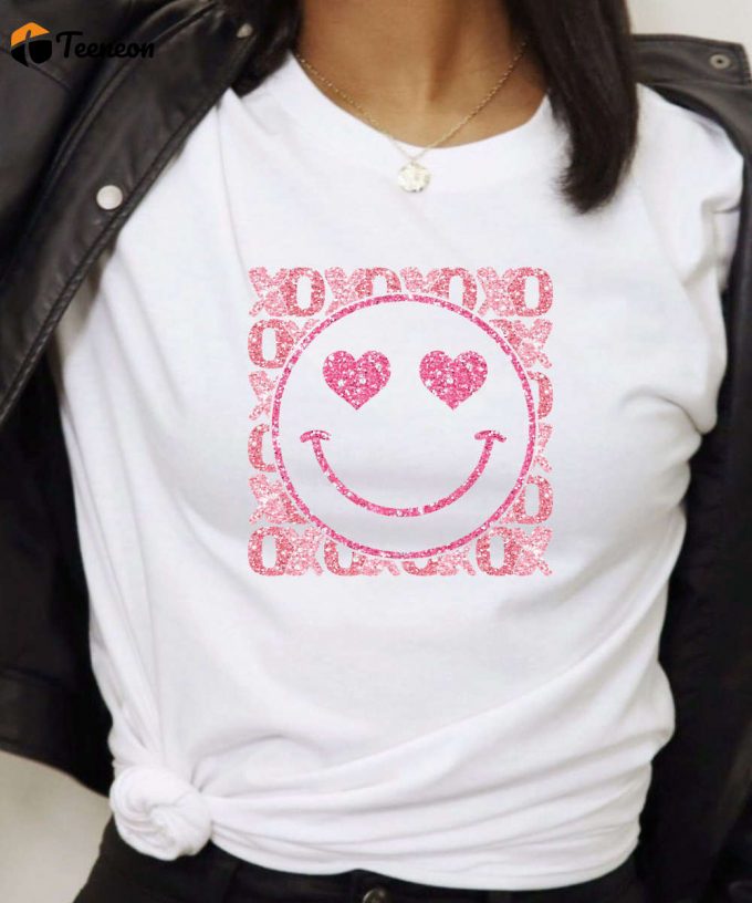 Smiley Emoji Valentine'S Day Tshirt, Valentines Day Shirt, Valentines Gift For Her, Best Friend Valentines Gift, Women'S Valentines Tee 1