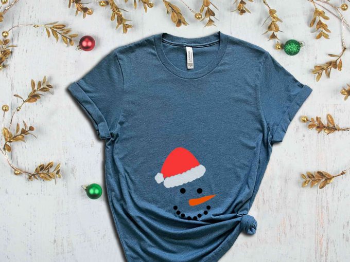 Snowman Belly Shirt, Christmas Vibes, Xmas Apparel, Snowman Graphic Tees, Funny Christmas Tshirt, Christmas Gift Ideas, Maternity Gift 5