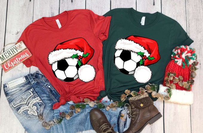 Soccer Santa T-Shirt, Santa Shirt, Xmas Sport Shirt, Soccer Christmas, Soccer Lover, Christmas Gift, Xmas Soccer, Xmas Shirt For Boys 2