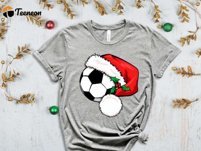 Soccer Santa T-Shirt, Santa Shirt, Xmas Sport Shirt, Soccer Christmas, Soccer Lover, Christmas Gift, Xmas Soccer, Xmas Shirt For Boys 1