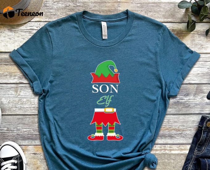 Son Elf T-Shirt, Xmas Son Shirt, Personalized Family Christmas Tees, Custom Christmas Shirt, Matching Family Xmas Outfits, Son Xmas Crew 1