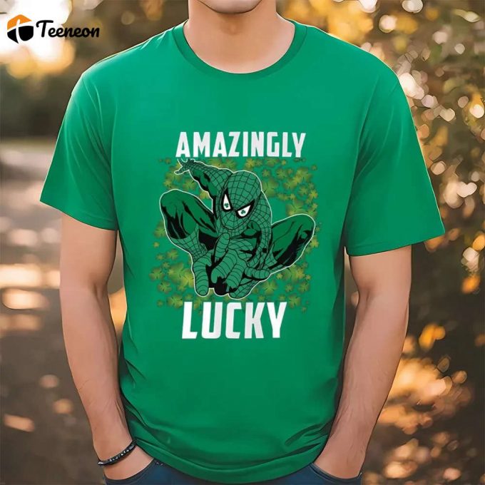 Get Lucky With Spider Man: St Patrick S Day T-Shirt 1