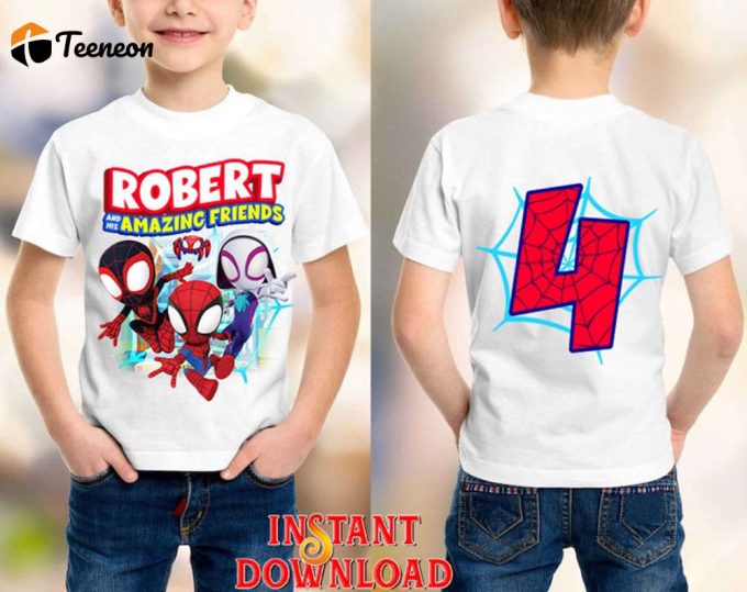 Personalized Spiderman Birthday Boy Png Spidey &Amp;Amp; Friends Family Gift Shirt 1