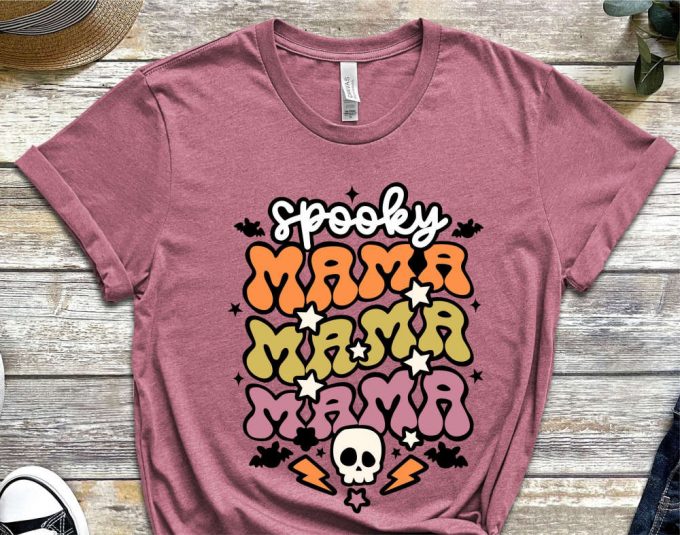 Spooky Mama Shirt, Retro Halloween Shirt For Mother, Halloween Mom Shirt Gift, Halloween Mama Tshirt, Spooky Season, Gift For Her, Woman Tee 5