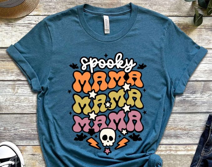 Spooky Mama Shirt, Retro Halloween Shirt For Mother, Halloween Mom Shirt Gift, Halloween Mama Tshirt, Spooky Season, Gift For Her, Woman Tee 6