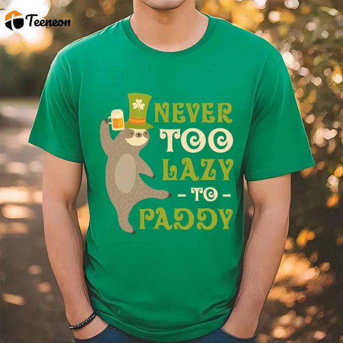 Quirky St Patrick S Day Sloth Drinking Tee: Hilarious &Amp;Amp; Fun! 1