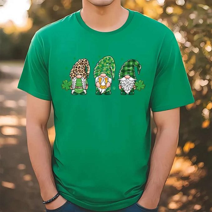 St Patrick S Day Gnomes Leopard Plaid T-Shirt: Festive &Amp; Stylish Apparel 2