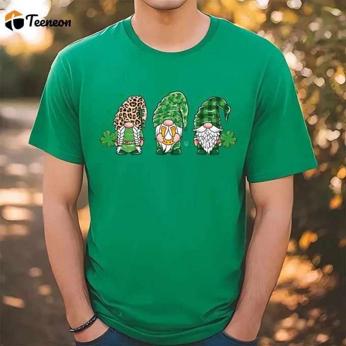 St Patrick S Day Gnomes Leopard Plaid T-Shirt: Festive &Amp;Amp; Stylish Apparel 1