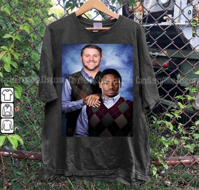 Step Brothers Josh Allen &Amp; Stefon Diggs Tshirt Sweatshirt: Vintage Buffalo Football Crewneck &Amp; Fan Gift 2