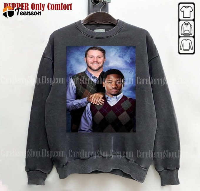 Step Brothers Josh Allen &Amp;Amp; Stefon Diggs Tshirt Sweatshirt: Vintage Buffalo Football Crewneck &Amp;Amp; Fan Gift 1