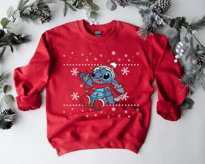 Merry Stitchmas Sweatshirt: Disney Stitch Christmas Shirt For Festive Parties &Amp; Santa Celebrations 3