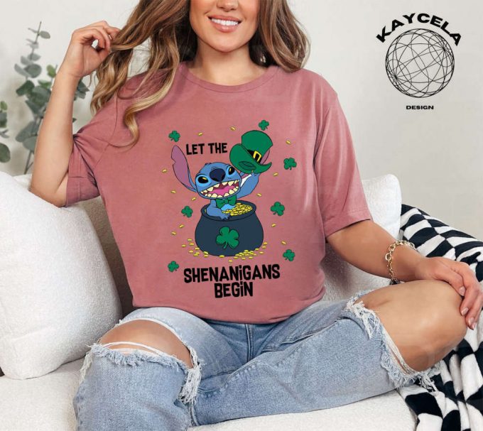 Stitch Let S The Shenanigans Begin Shirt: Disneyworld Patrick Shirt For A Memorable Disney Family Vacation 2024 &Amp; Saint Patrick S Day Celebration 5