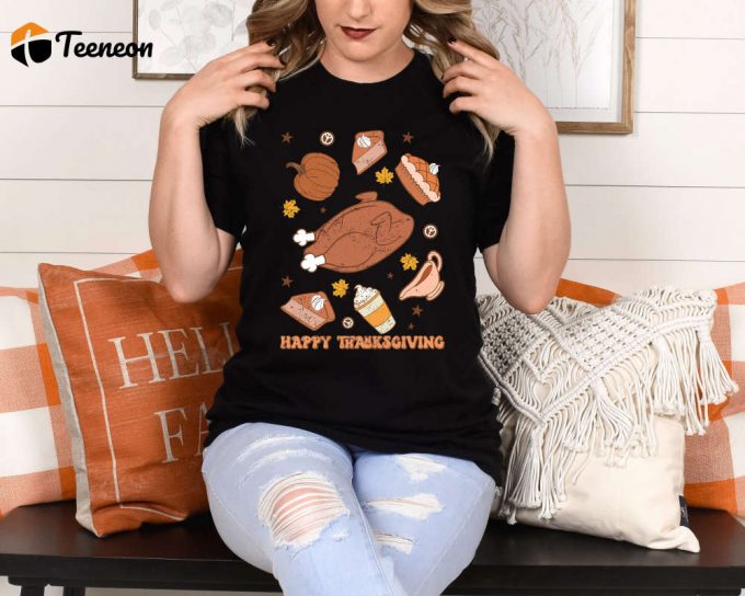 Turkey Day Delight: Happy Thanksgiving T-Shirt For Her Funny Fall Shirt Grateful Turkey Peace Sign - Perfect Thanksgiving Dinner Gift! 1