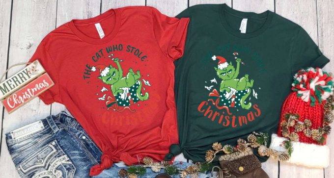 The Cat Who Stole Christmas T-Shirt, Funny Christmas Shirt, Merry Christmas Tees, Sarcastic Christmas Outfits, Xmas Gift Ideas For Cat Owner 2