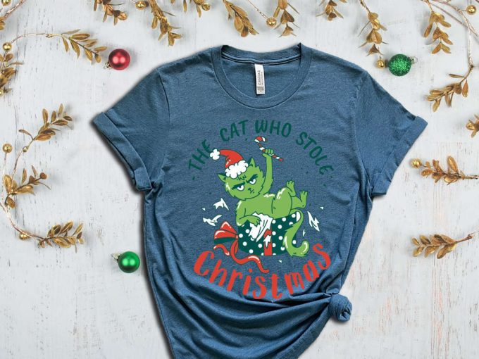 The Cat Who Stole Christmas T-Shirt, Funny Christmas Shirt, Merry Christmas Tees, Sarcastic Christmas Outfits, Xmas Gift Ideas For Cat Owner 6