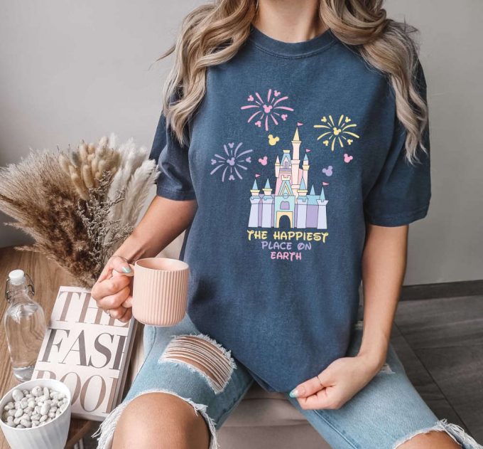 The Happiest Place On Earth T-Shirt, Disney Shirt, Mickey Mouse Shirt, Holiday Shirt, Positive Vibes Shirt, Comfort Colors, Disney Castle 6