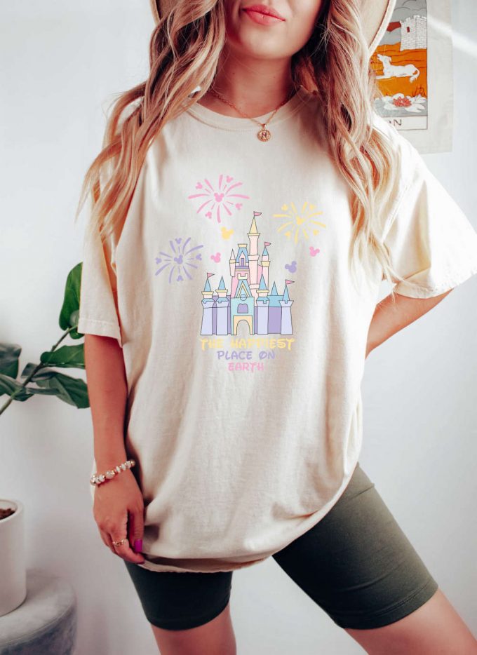 The Happiest Place On Earth T-Shirt, Disney Shirt, Mickey Mouse Shirt, Holiday Shirt, Positive Vibes Shirt, Comfort Colors, Disney Castle 8