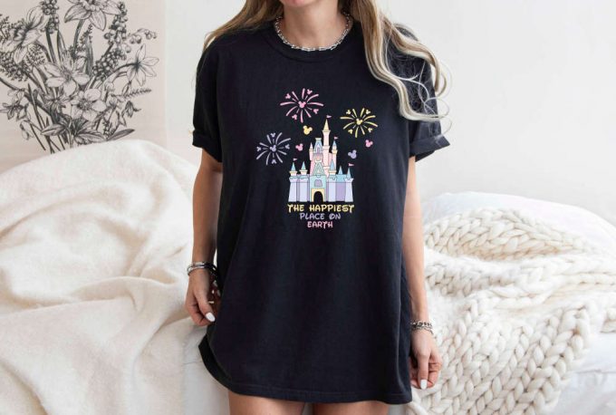 The Happiest Place On Earth T-Shirt, Disney Shirt, Mickey Mouse Shirt, Holiday Shirt, Positive Vibes Shirt, Comfort Colors, Disney Castle 9