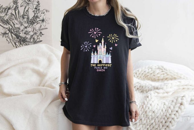 The Happiest Place On Earth T-Shirt, Disney Shirt, Mickey Mouse Shirt, Holiday Shirt, Positive Vibes Shirt, Comfort Colors, Disney Castle 4