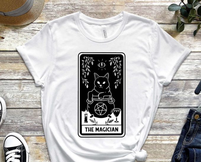 The Magician Shirt, Black Cat Tee, Tarot Card Shirt, Dark Design Shirt, Illustration Shirt, Graphics, Tee, Gift For Kitty Lover, Cat Shirt 6
