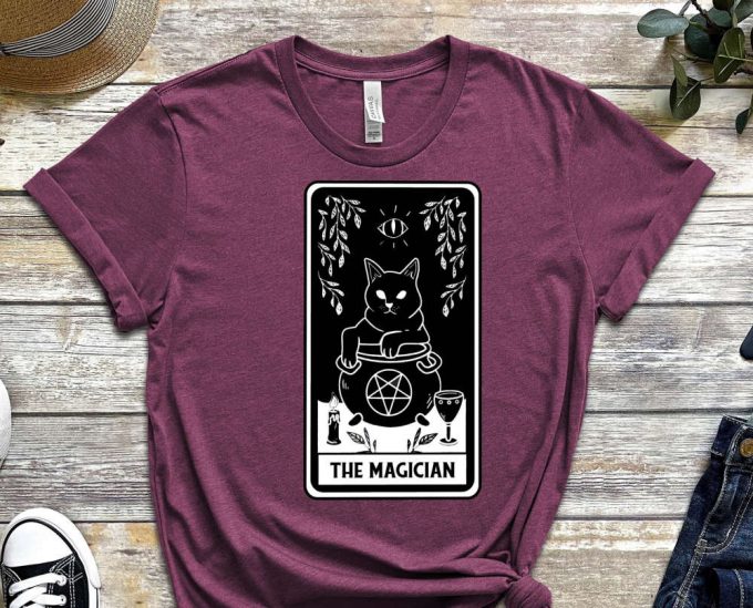 The Magician Shirt, Black Cat Tee, Tarot Card Shirt, Dark Design Shirt, Illustration Shirt, Graphics, Tee, Gift For Kitty Lover, Cat Shirt 2