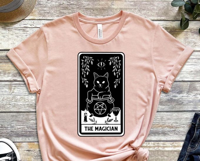 The Magician Shirt, Black Cat Tee, Tarot Card Shirt, Dark Design Shirt, Illustration Shirt, Graphics, Tee, Gift For Kitty Lover, Cat Shirt 3