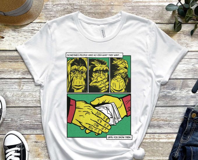 Three Monkeys Shirt, No One Knows, No Idea Shirt, Monkey Shirt, Comics Shirt, Meme Shirt, Gorilla Shirt, Gift For Friend, Unisex Shirt 2