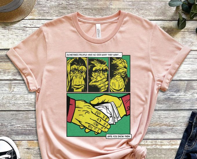 Three Monkeys Shirt, No One Knows, No Idea Shirt, Monkey Shirt, Comics Shirt, Meme Shirt, Gorilla Shirt, Gift For Friend, Unisex Shirt 3