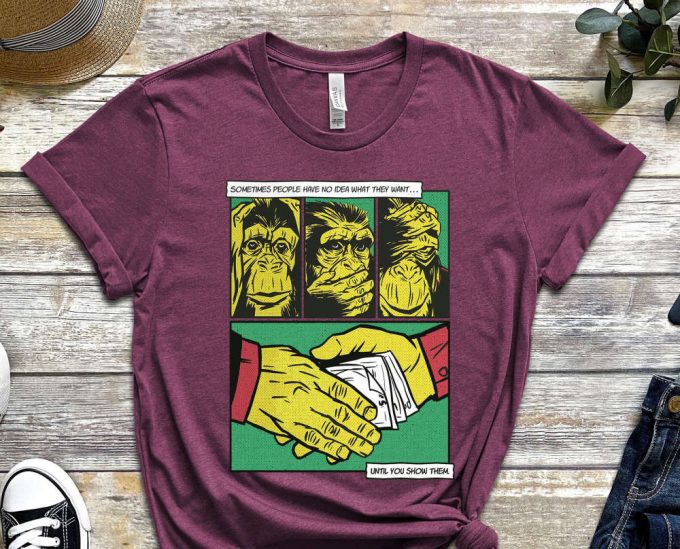 Three Monkeys Shirt, No One Knows, No Idea Shirt, Monkey Shirt, Comics Shirt, Meme Shirt, Gorilla Shirt, Gift For Friend, Unisex Shirt 4