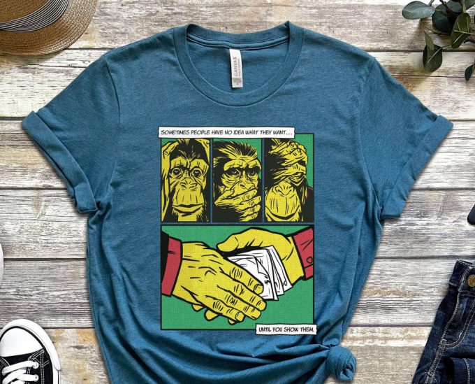 Three Monkeys Shirt, No One Knows, No Idea Shirt, Monkey Shirt, Comics Shirt, Meme Shirt, Gorilla Shirt, Gift For Friend, Unisex Shirt 5