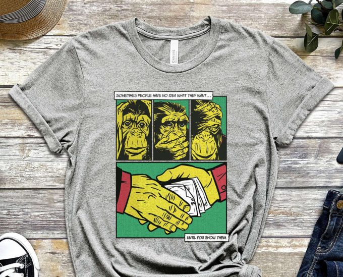 Three Monkeys Shirt, No One Knows, No Idea Shirt, Monkey Shirt, Comics Shirt, Meme Shirt, Gorilla Shirt, Gift For Friend, Unisex Shirt 6