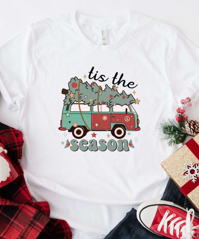 Tis The Season Retro Christmas Shirt, Retro Truck And Christmas Tree Tshirt, Fun Holiday Tee, Retro Christmas Gift For Women 2