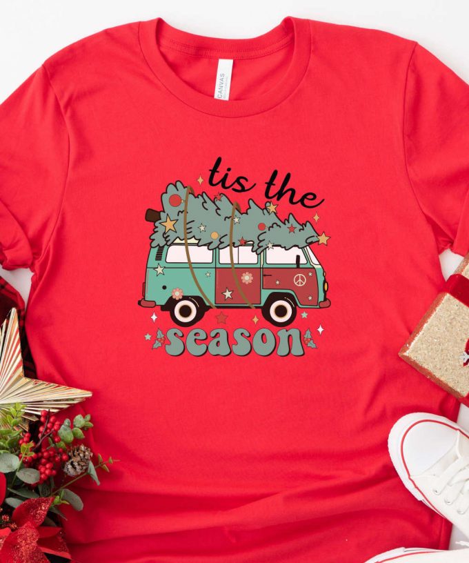 Tis The Season Retro Christmas Shirt, Retro Truck And Christmas Tree Tshirt, Fun Holiday Tee, Retro Christmas Gift For Women 3